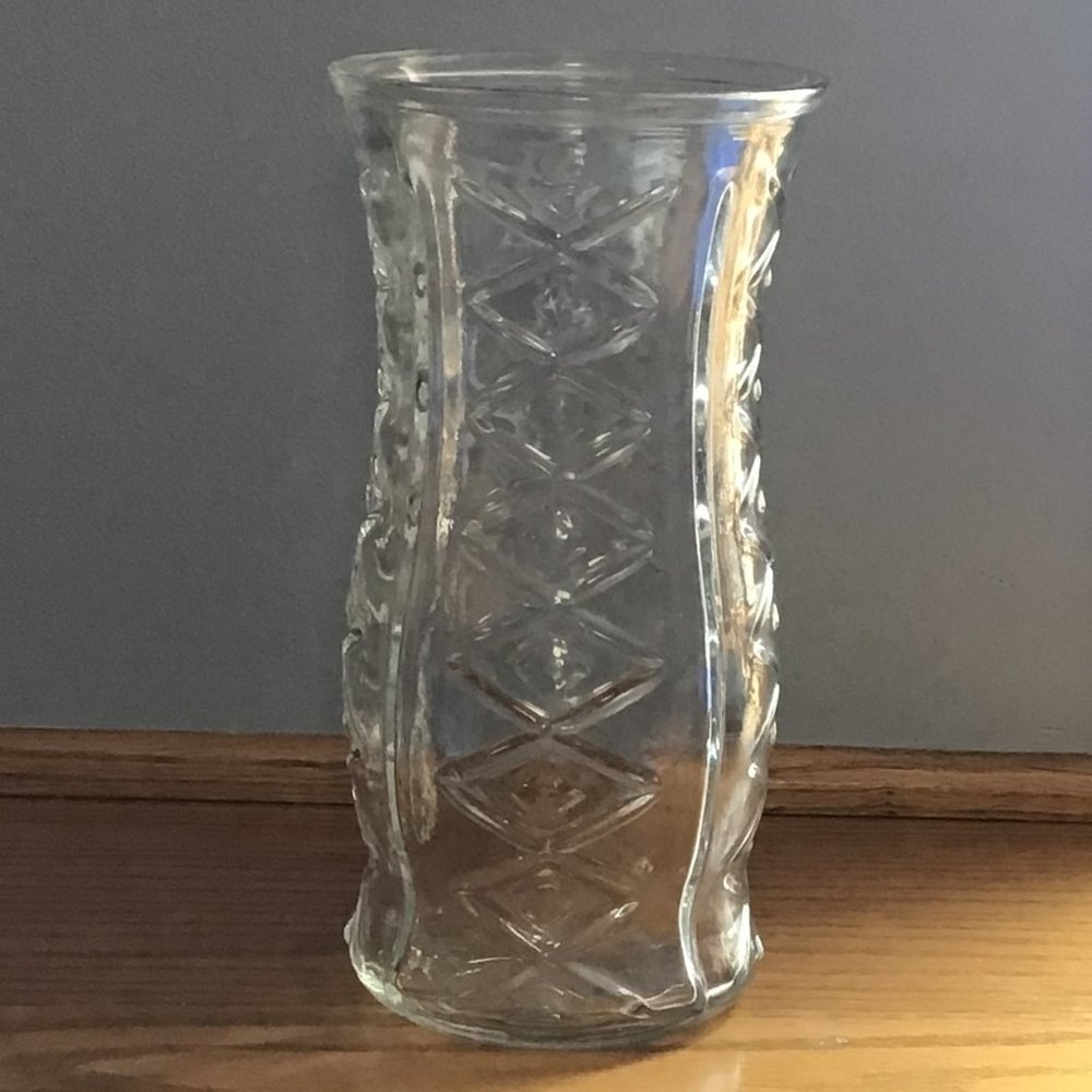 E. O. Brody Co - Clear Glass Vase with outward diamond shapes & vertical grooves